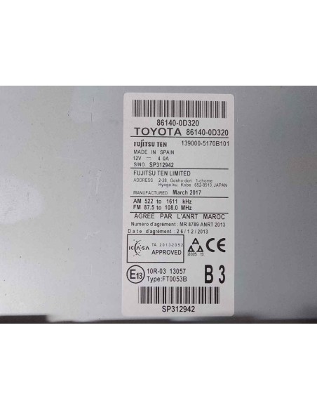 SISTEMA AUDIO / RADIO CD TOYOTA YARIS (XP13) - 194669