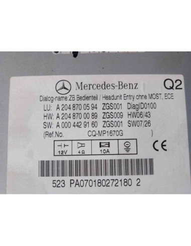 SISTEMA AUDIO / RADIO CD MERCEDES-BENZ CLASE C...