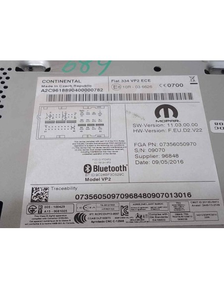 SISTEMA AUDIO / RADIO CD FIAT 500X (334) - 203521