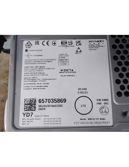 SISTEMA NAVEGACION GPS SKODA FABIA (PJ3) - 205187