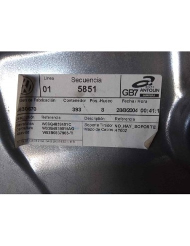 ELEVALUNAS TRASERO IZQUIERDO VOLKSWAGEN POLO IV...