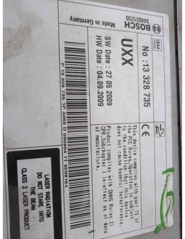 SISTEMA AUDIO / RADIO CD OPEL INSIGNIA BERLINA...