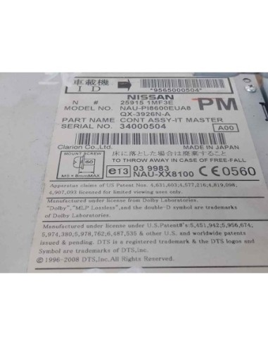 SISTEMA AUDIO / RADIO CD INFINITI Q60 CABRIO -...