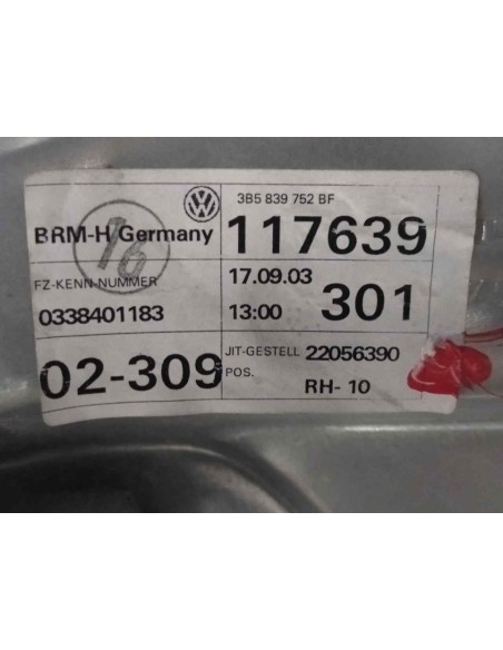 ELEVALUNAS TRASERO DERECHO VOLKSWAGEN PASSAT BERLINA (3B3) - 125796