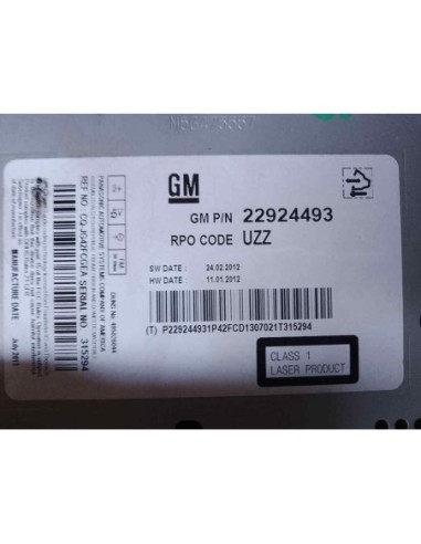 SISTEMA AUDIO / RADIO CD OPEL ASTRA J SEDÁN -...