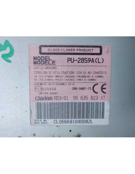 SISTEMA AUDIO / RADIO CD PEUGEOT 206 + - 185394