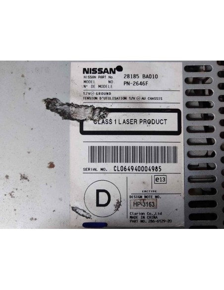 SISTEMA AUDIO / RADIO CD NISSAN PRIMERA BERLINA (P12) - 163211