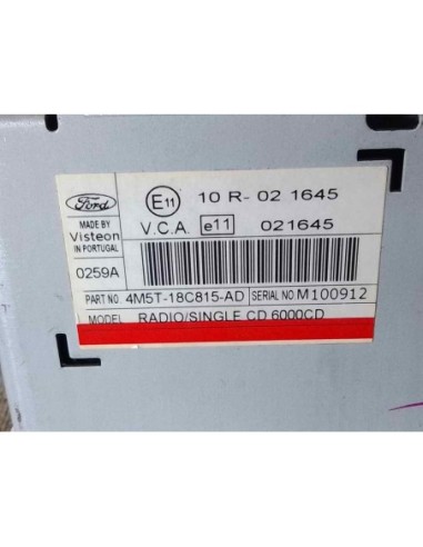SISTEMA AUDIO / RADIO CD FORD FOCUS BERLINA...