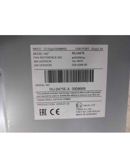 SISTEMA AUDIO / RADIO CD PEUGEOT EXPERT FURGÓN - 171975