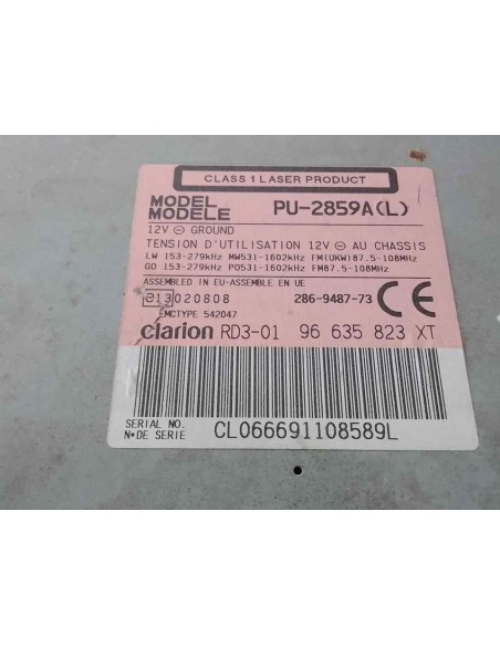 SISTEMA AUDIO / RADIO CD PEUGEOT 206 + - 262014