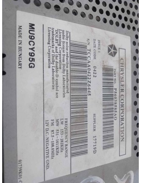 SISTEMA AUDIO / RADIO CD CHRYSLER VOYAGER (RG) - 212515