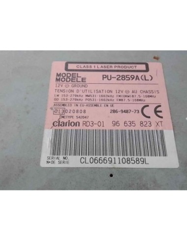 SISTEMA AUDIO / RADIO CD PEUGEOT 206 + - 262014