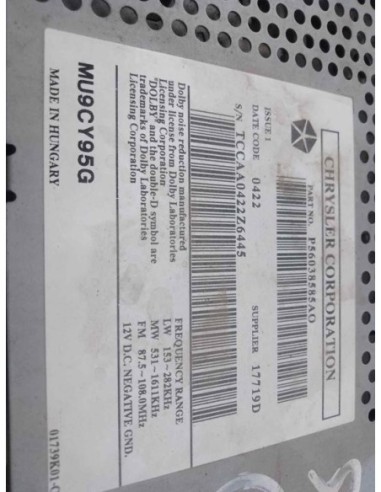 SISTEMA AUDIO / RADIO CD CHRYSLER VOYAGER (RG)...