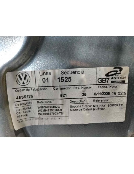 ELEVALUNAS TRASERO DERECHO VOLKSWAGEN POLO IV (9N3) - 260130