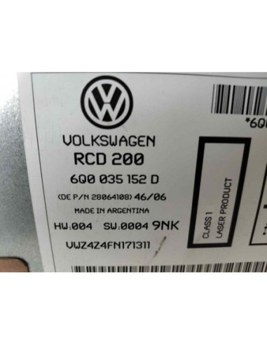 SISTEMA AUDIO / RADIO CD VOLKSWAGEN POLO IV...