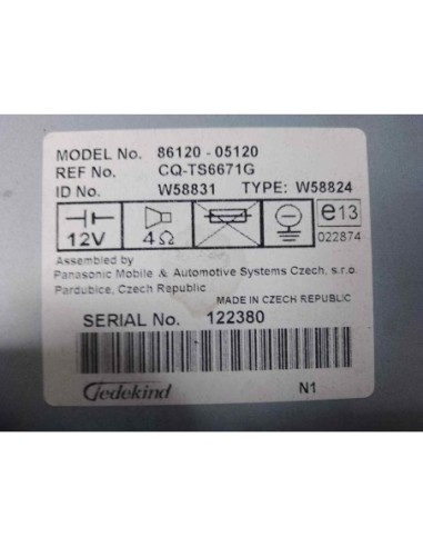 SISTEMA NAVEGACION GPS TOYOTA AVENSIS BERLINA...
