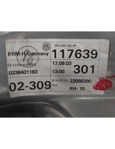 ELEVALUNAS TRASERO DERECHO VOLKSWAGEN PASSAT...