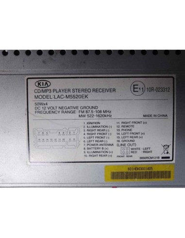 SISTEMA AUDIO / RADIO CD KIA CARNIVAL II (FL) -...