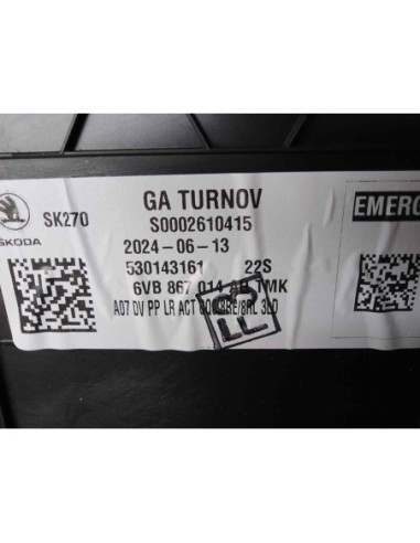 GUARNECIDO PUERTA DELANTERA DERECHA SKODA FABIA...