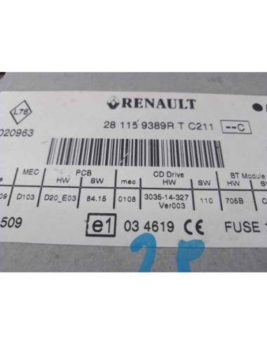 SISTEMA AUDIO / RADIO CD RENAULT MEGANE III...
