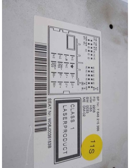 SISTEMA AUDIO / RADIO CD SEAT IBIZA BERLINA (6J5) - 144268