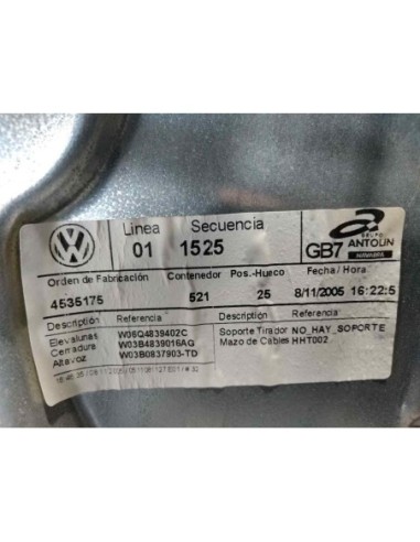 ELEVALUNAS TRASERO DERECHO VOLKSWAGEN POLO IV...